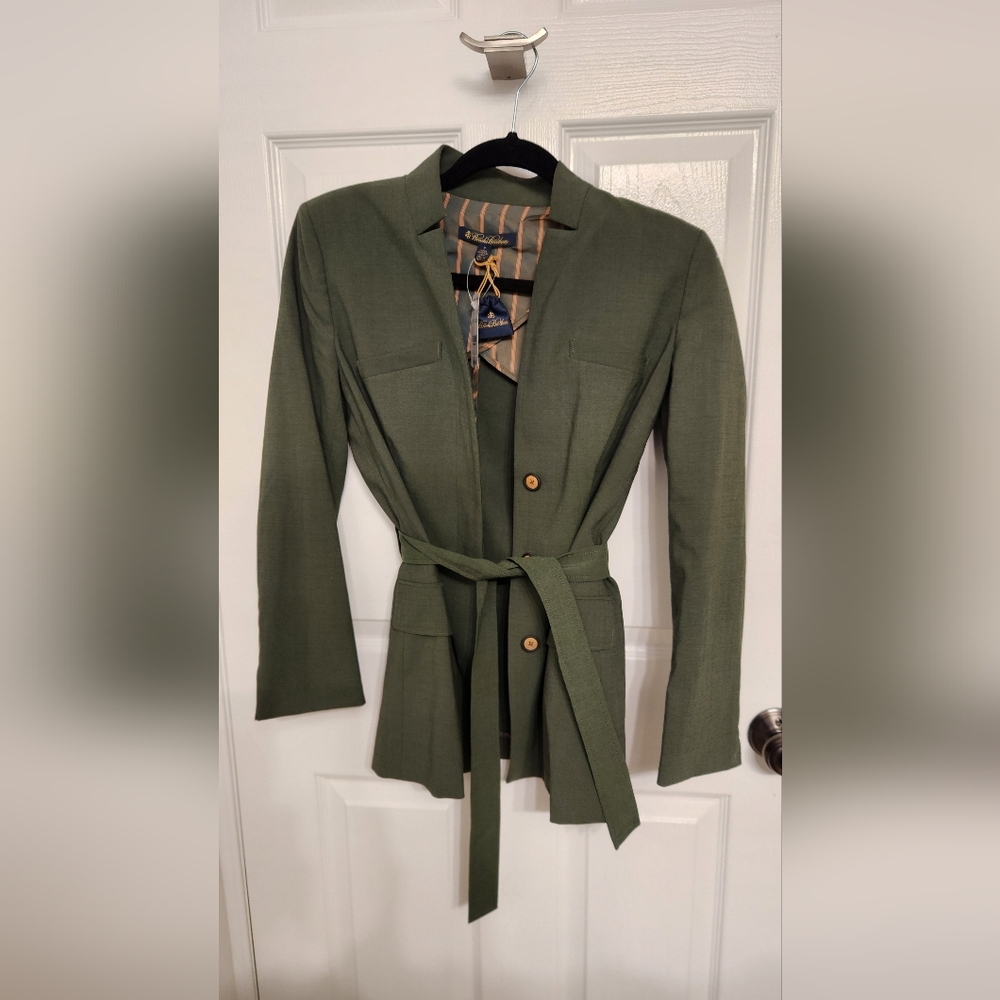 Brooks Brothers Olive Green Women's Belted Jacket